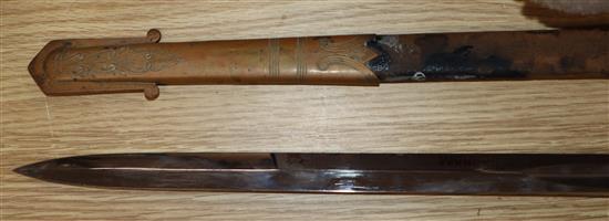 An early 20th century naval officers dress sword length 95cm